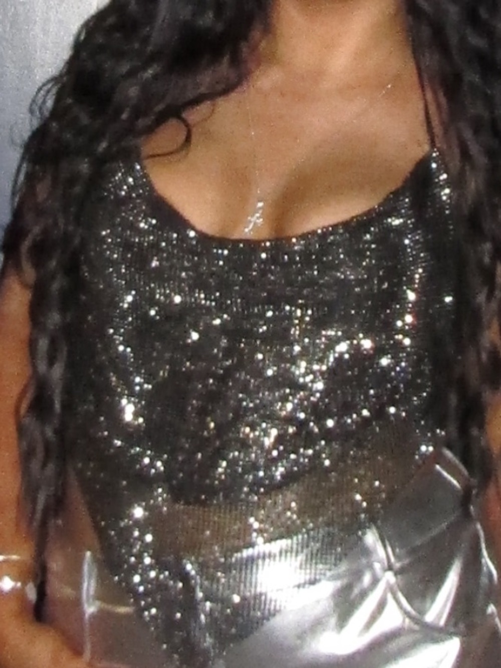 Sparkling Metallic Silver sequin top